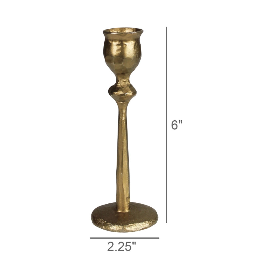 Small Sonrisa Taper Candle Holder in Brass, from HomArt