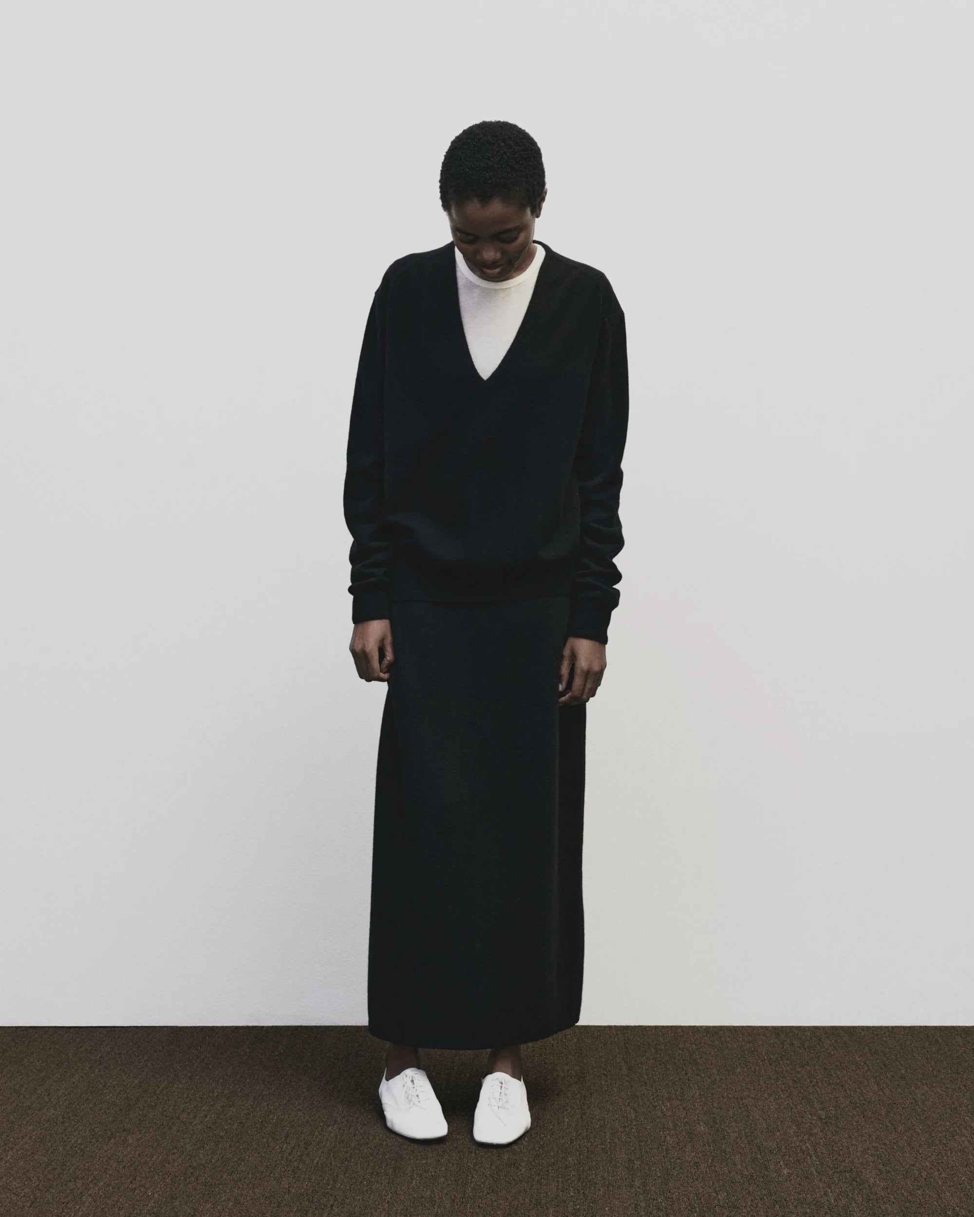 Cashmere Blend Knit Midi Skirt in Black, from Mijeong Park