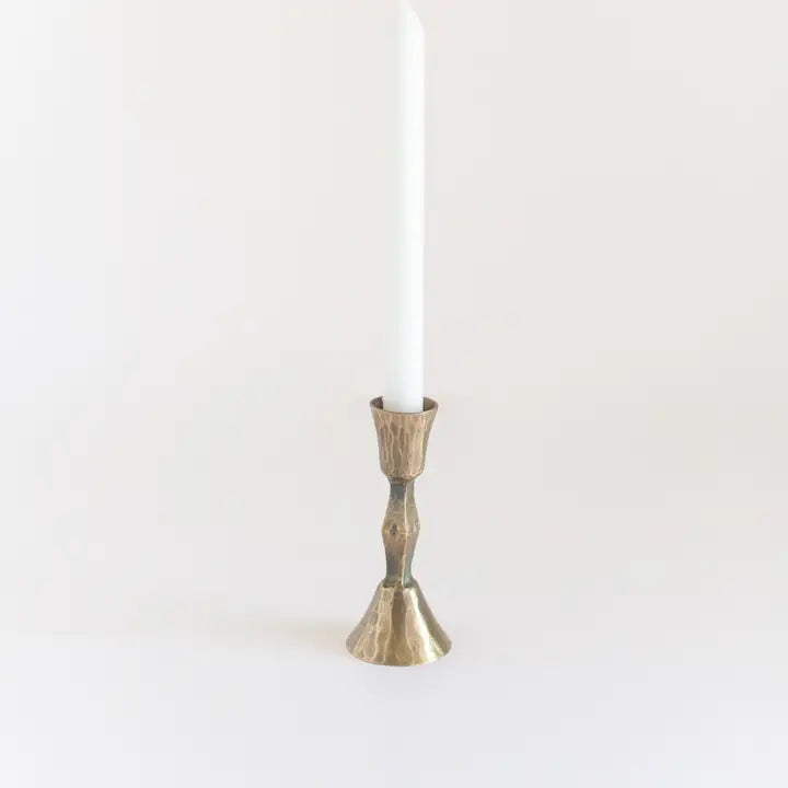 Low Diamond Iron Candle Stick Holder in Brass, from Creative Women