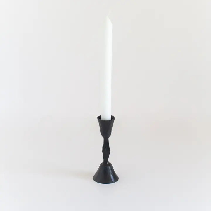 Low Diamond Iron Candle Stick Holder in Black, from Creative Women