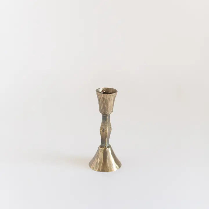 Low Diamond Iron Candle Stick Holder in Brass, from Creative Women