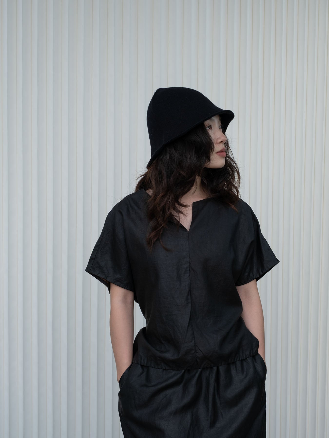 Cashmere Bucket Hat in Black, from Oats and Rice