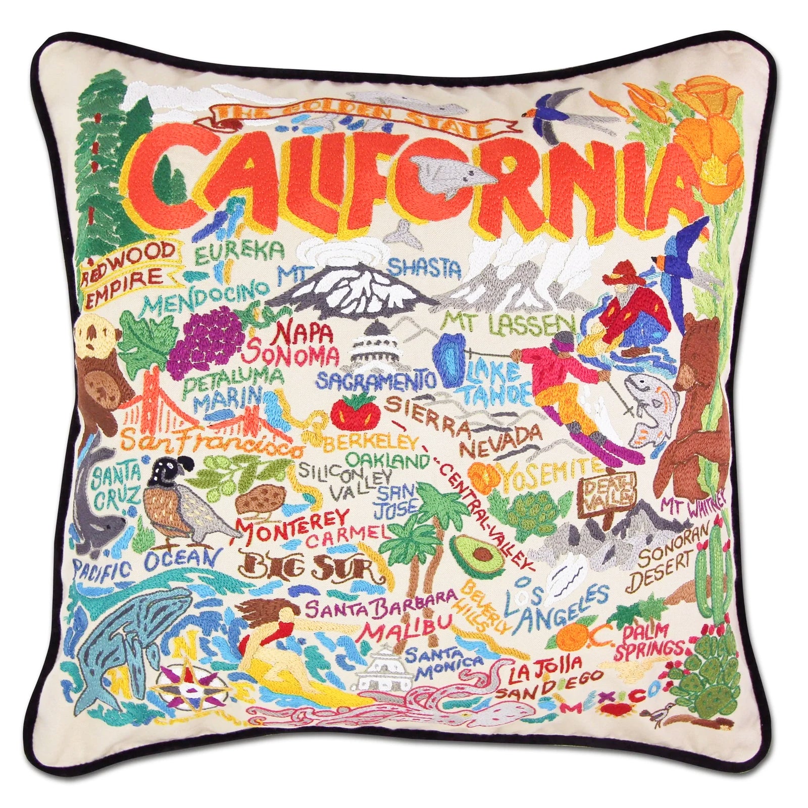 California Embroidered Pillow, from Catstudio