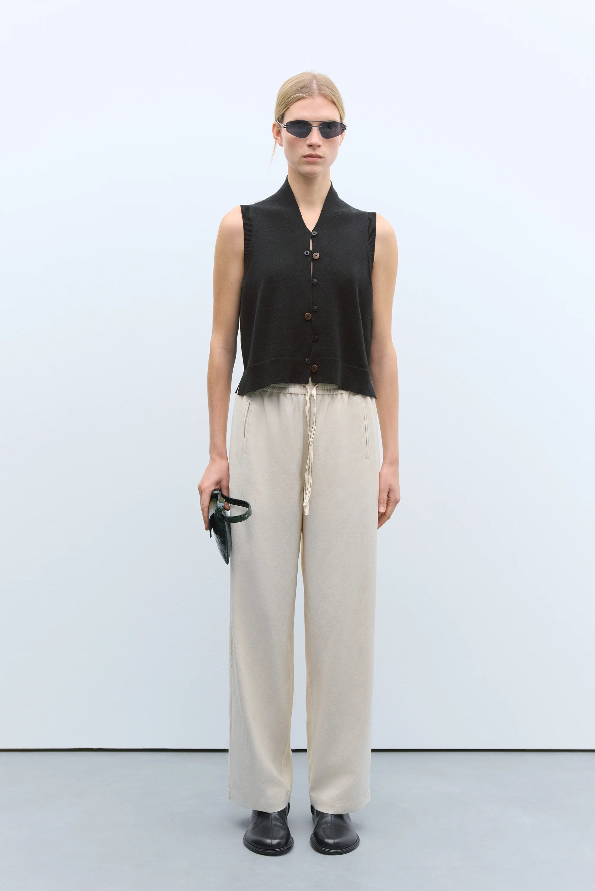 Merino Wool Waistcoat in Black, from Cordera