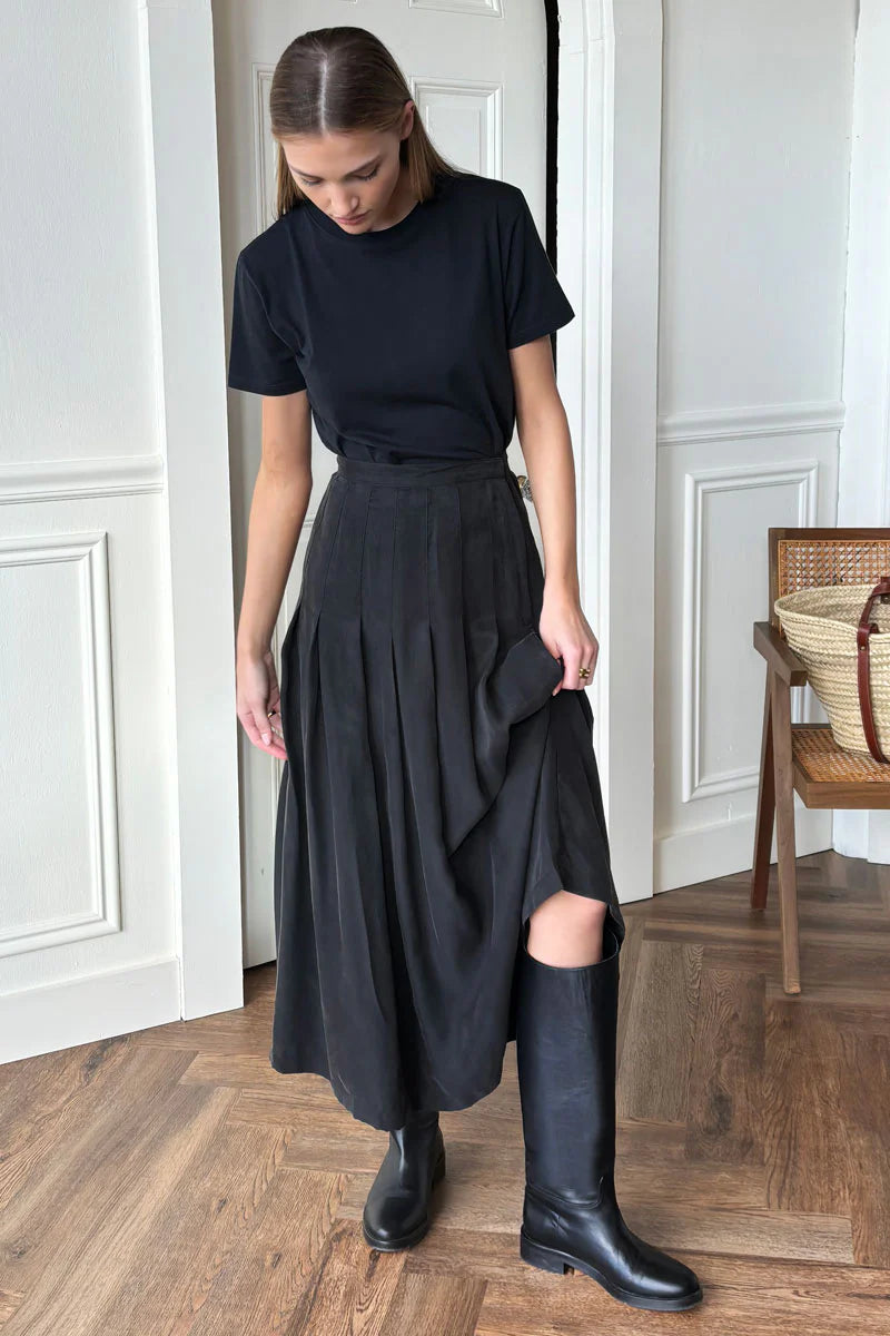 Atelier Pleated Maxi Skirt in Black, from Emerson Fry
