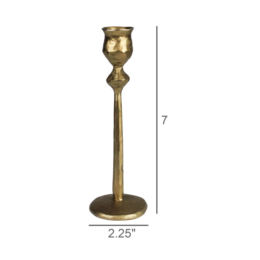 Medium Sonrisa Taper Candle Holder in Brass, from HomArt