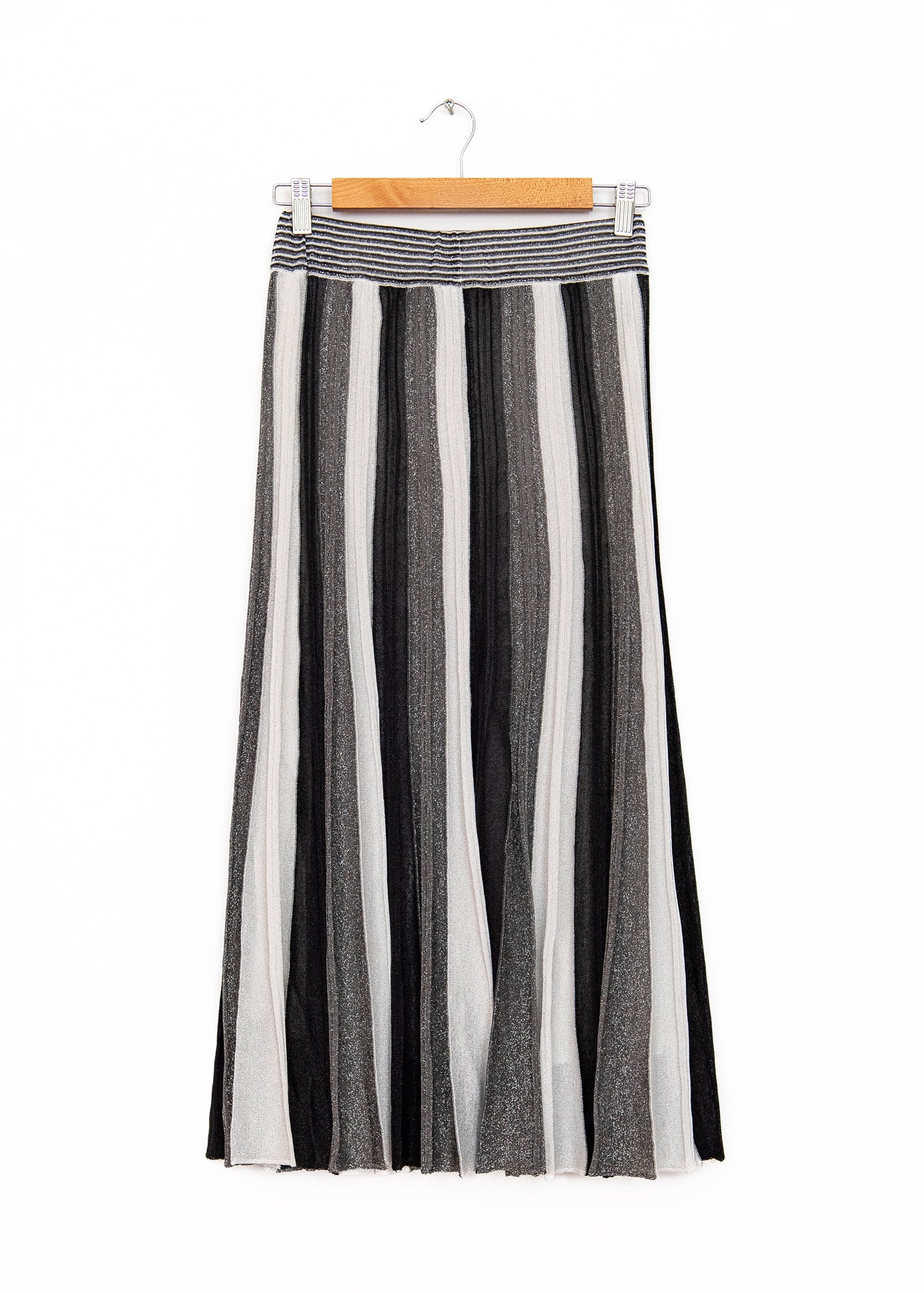 Gala Long Pleated Skirt in Gris & Argent, from Maison Lurex