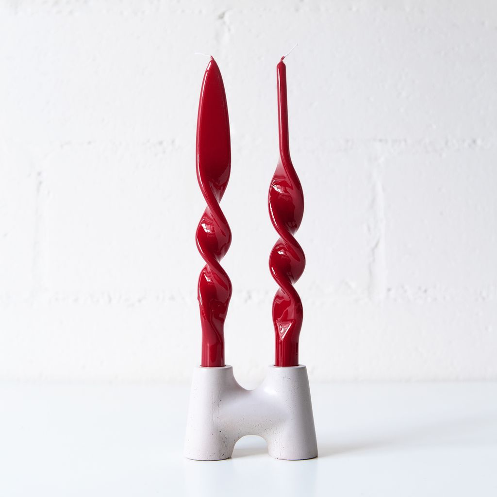 Set of 2 Spiral Candles in Bordeaux, from Graziani