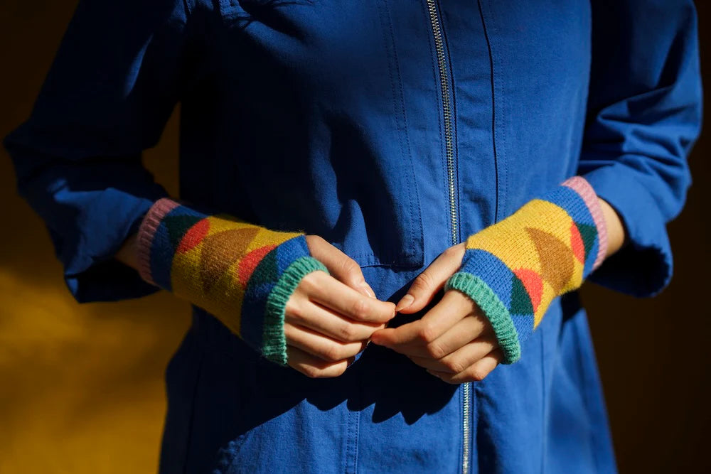 Wrist Warmersin Stained Glass, from Donna Wilson