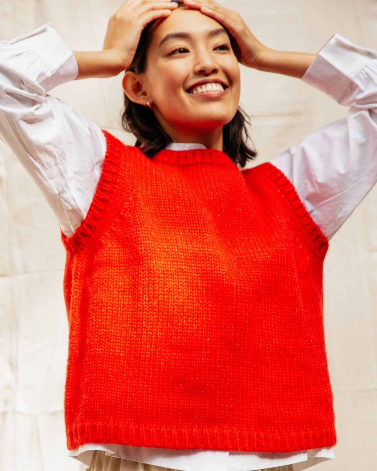 Sabine Sweater Vest in Habanero, from Nikki Chasin